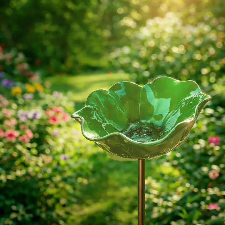 Metal Poppy Bird Bath Garden Stake – Garden and Balcony Decor, 60 cm