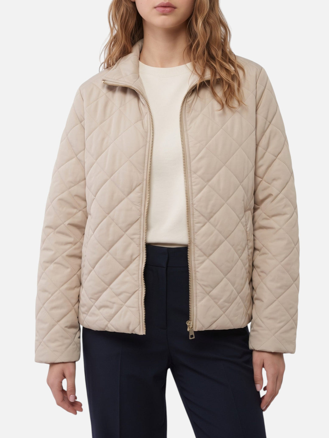 Women's Diamond Quilted Zip-Up Jacket