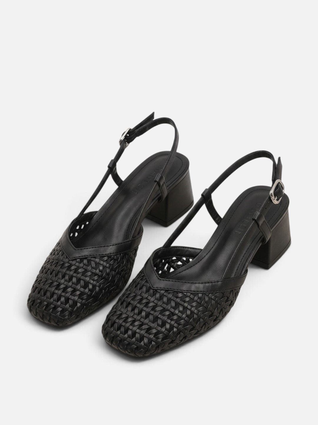 Women's Woven Slingback Pumps with Block Heel