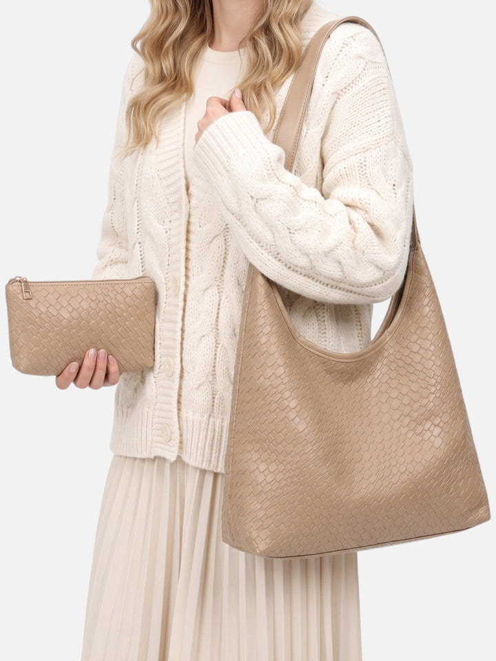 Women's Woven Hobo Bag with Pouch