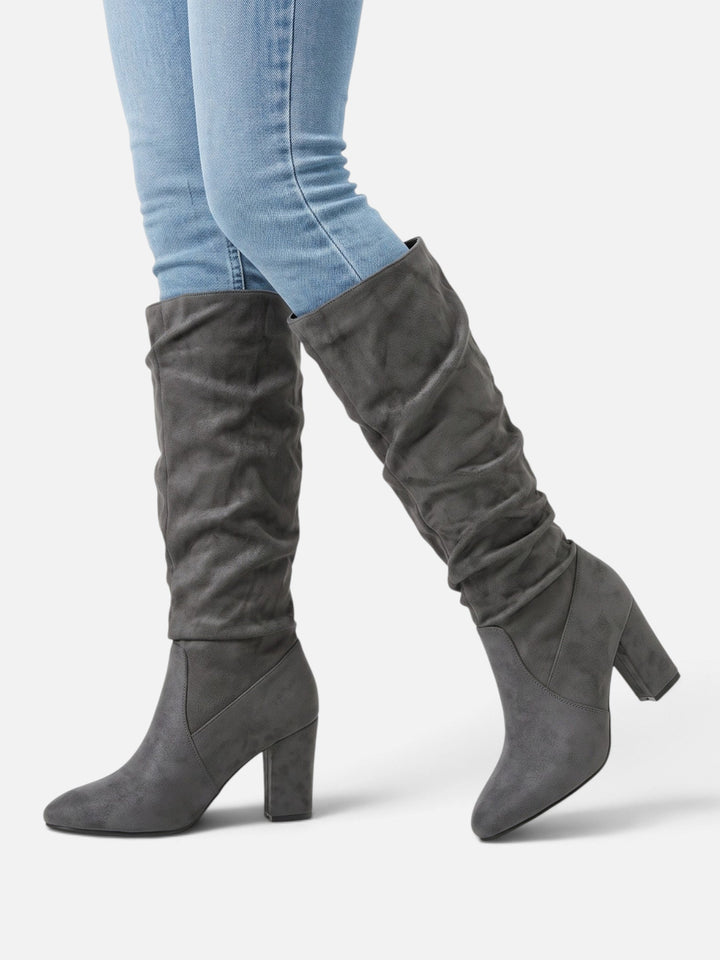 Women's Faux Suede Slouchy Block Heel Boots