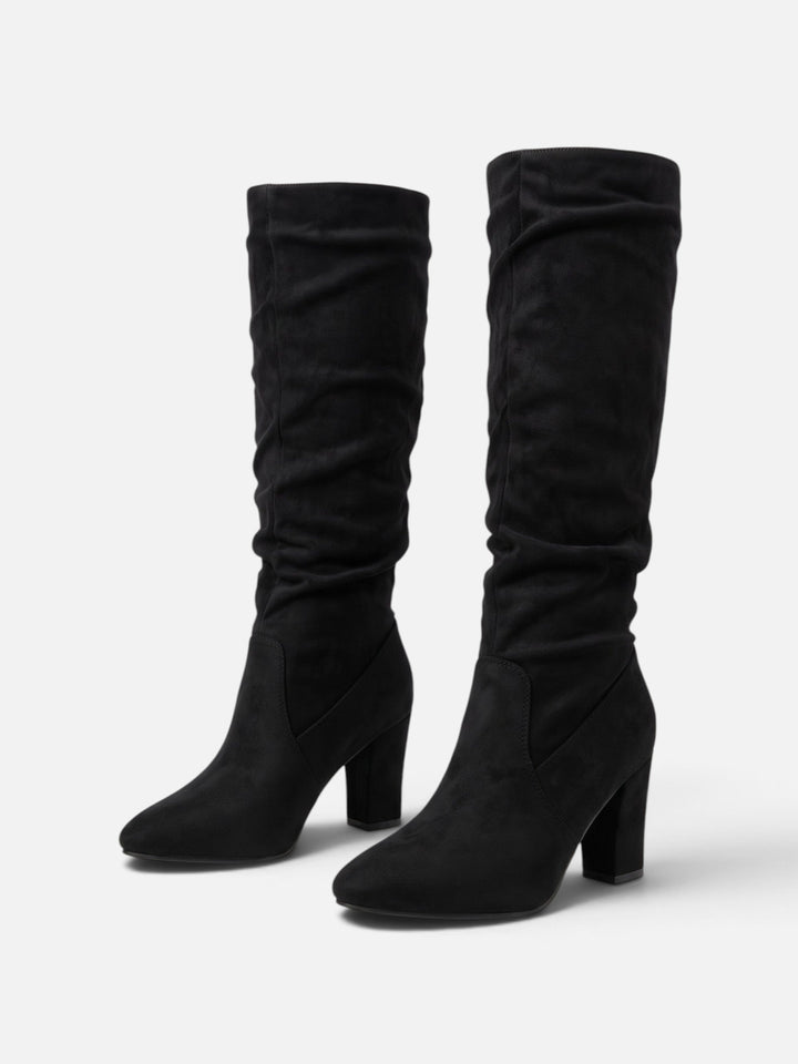 Women's Faux Suede Slouchy Block Heel Boots