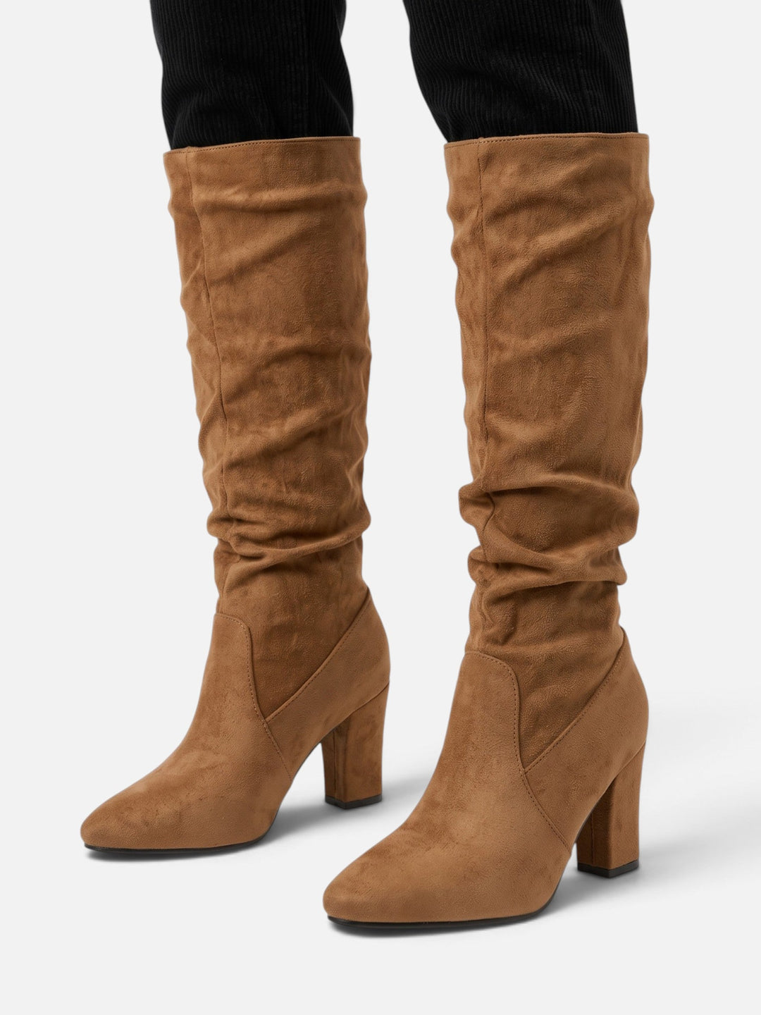 Women's Faux Suede Slouchy Block Heel Boots