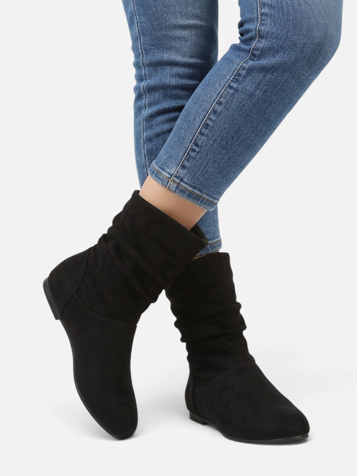 Women's Faux Suede Slouchy Mid-Calf Boots