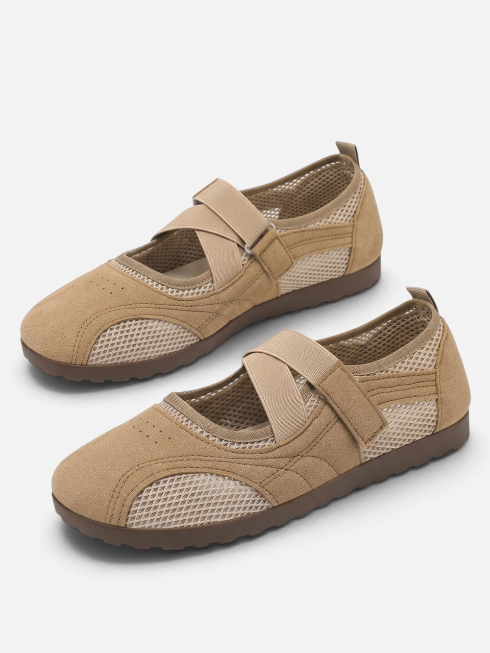 Women's Mesh Sneakerina Ballet Flats with Crisscross Straps