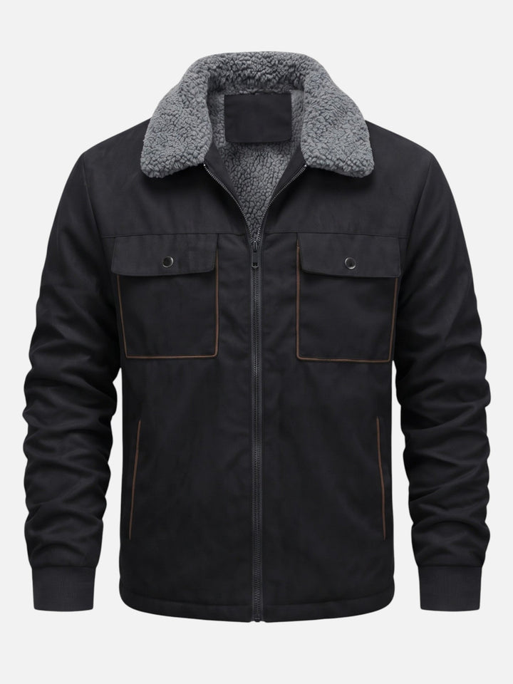 Men's Sherpa-Lined Suede-Effect Jacket