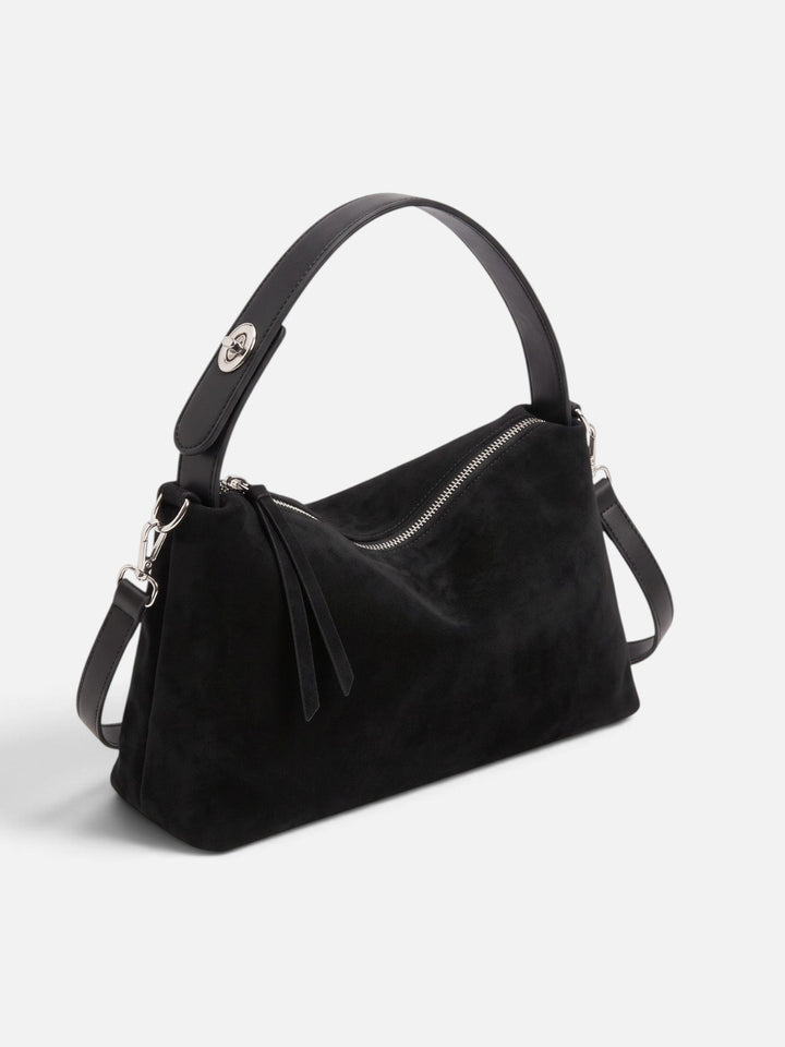 Women's Faux Suede Zip Shoulder Bag