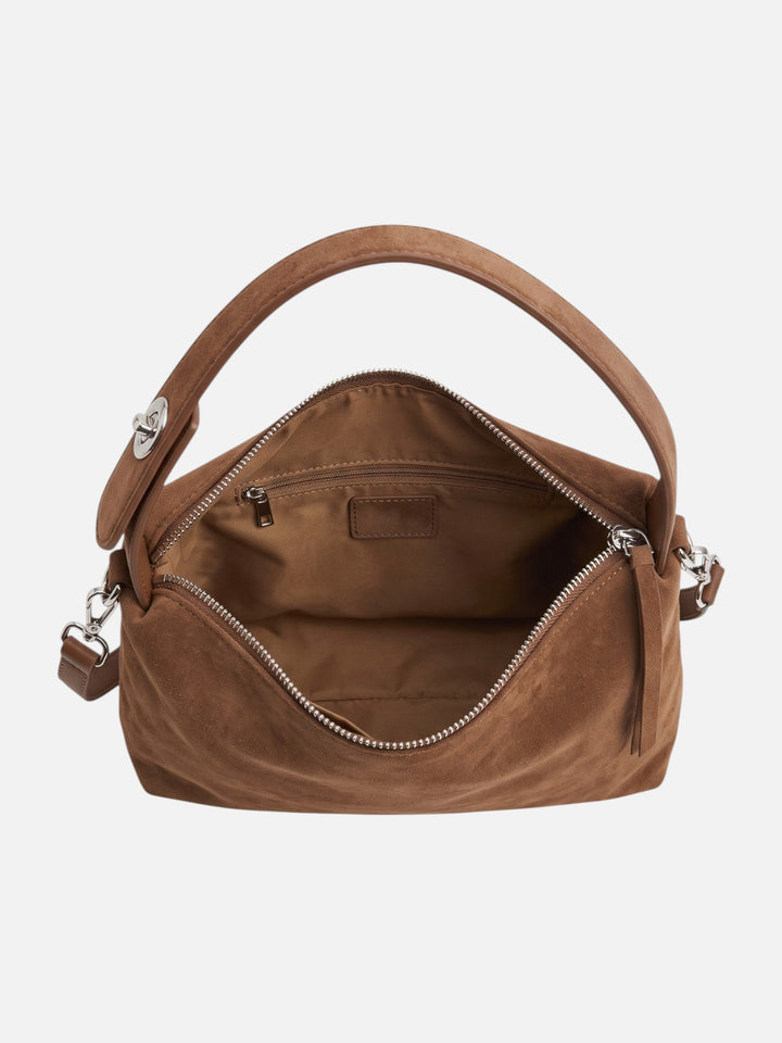 Women's Faux Suede Zip Shoulder Bag