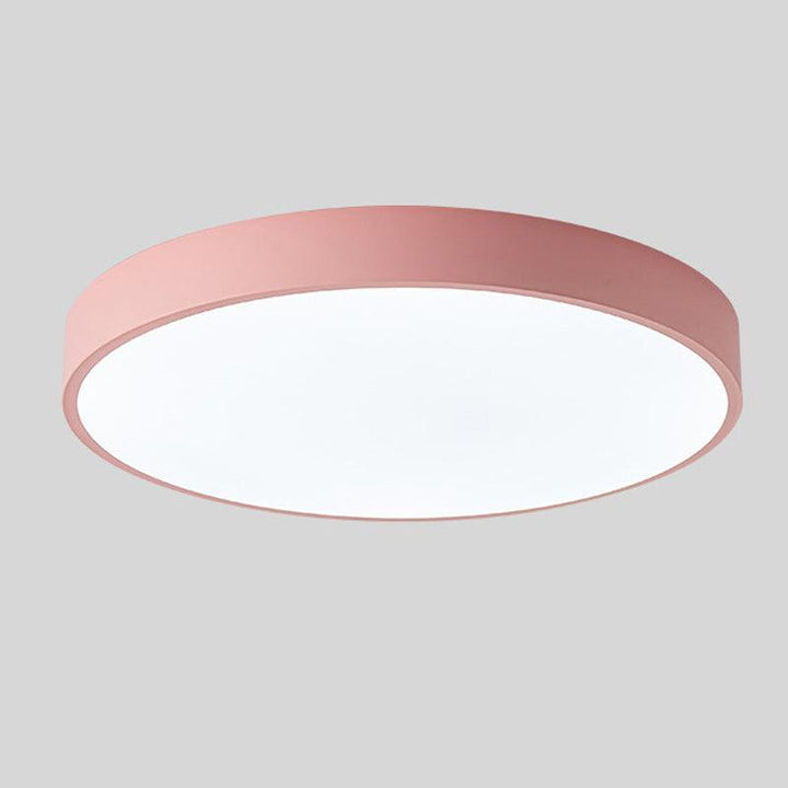 Scandinavian LED Ceiling Light in Macaron Shape with Wooden Accent for Living Room or Bedroom