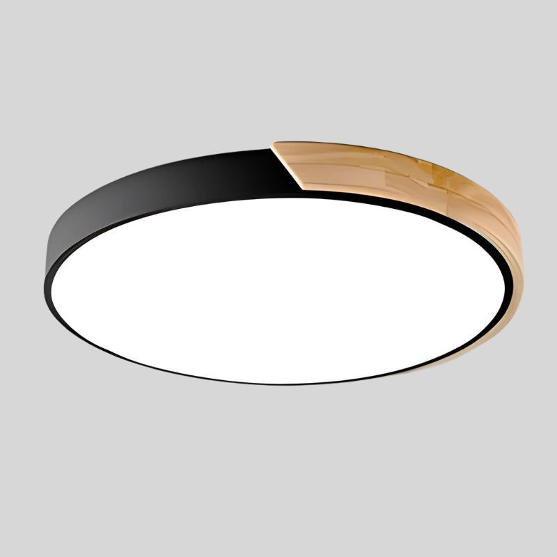 Scandinavian LED Ceiling Light in Macaron Shape with Wooden Accent for Living Room or Bedroom