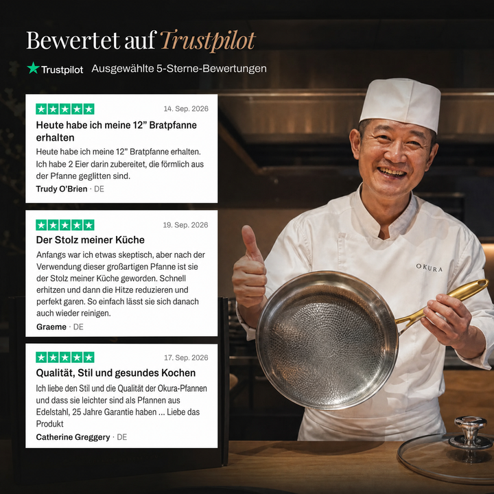 Hand-hammered titanium frying pan with coating-free surface