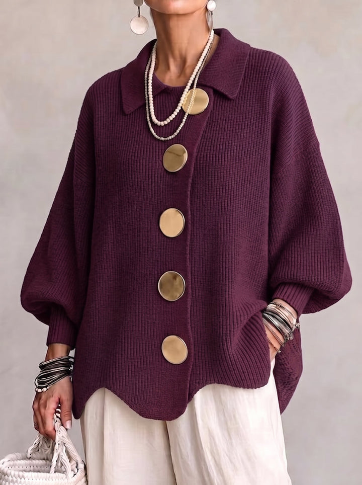 Elegant Oversized Cardigan with Statement Buttons