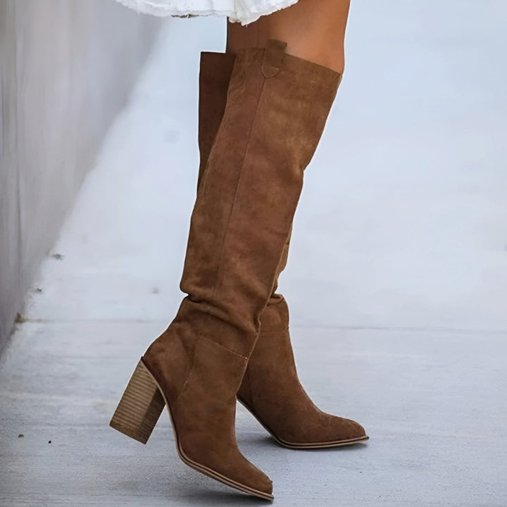 Suede Over-the-Knee Block Heel Boots for Women