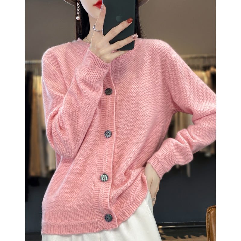 Oversized Cashmere Cardigan with Button Placket for Women