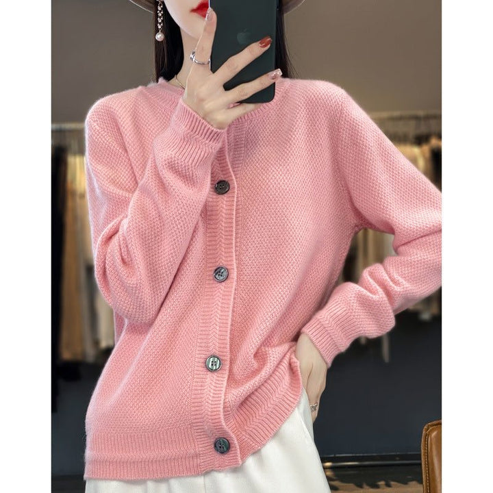Oversized Cashmere Cardigan with Button Placket for Women