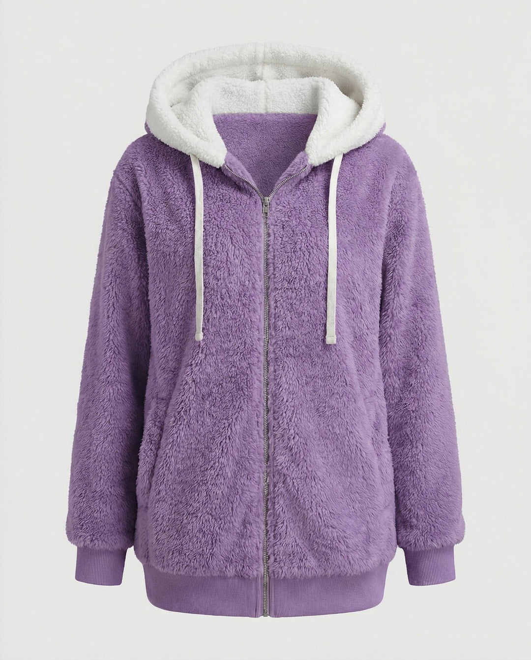 Oversized Hooded Fleece Jacket with Drawstrings for Women