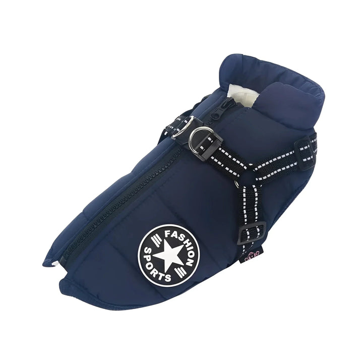 Winter Dog Coat with Built-In Harness, Padded and Lined
