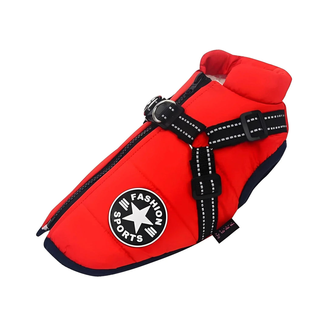 Winter Dog Coat with Built-In Harness, Padded and Lined
