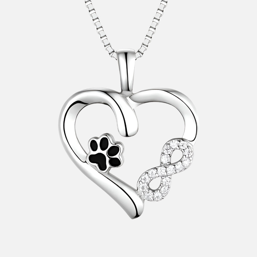 Paw and Heart Pendant with Infinity Charm