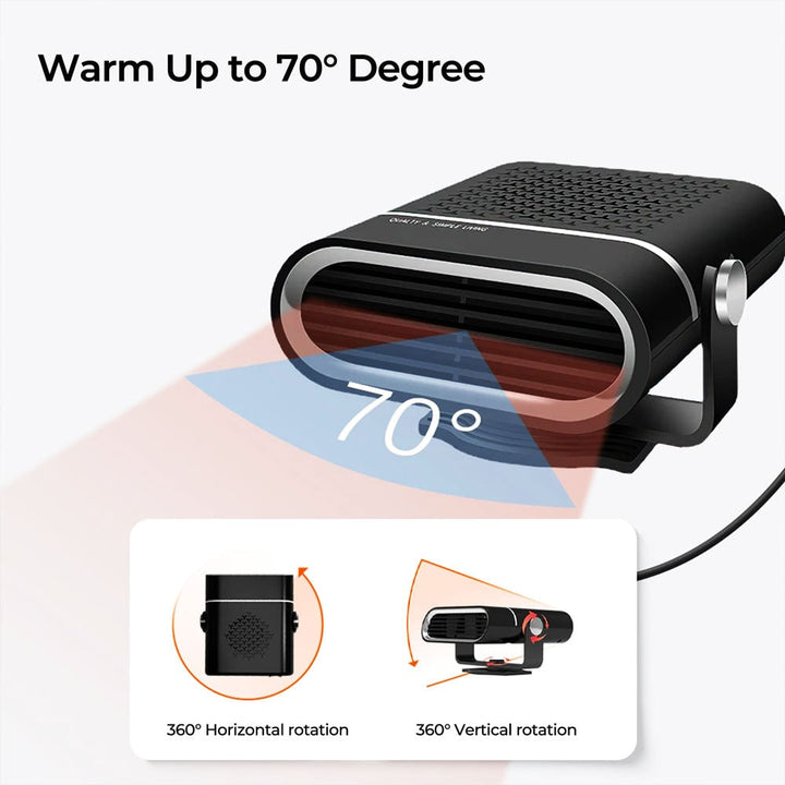 Portable Car Heater and Auto with 12v Plug in Fan and Quick Heat Defrost 12 Volt Dc