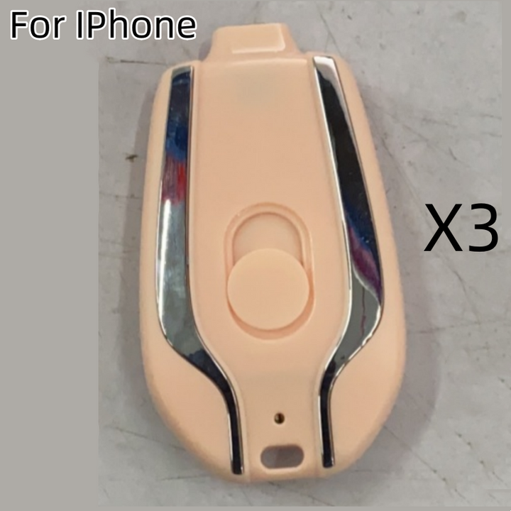 Portable Power Bank Keychain Charger with Retractable Connector and Carabiner Clip