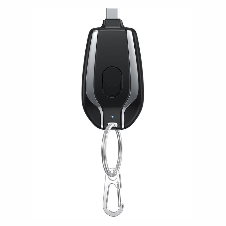 Portable Power Bank Keychain Charger with Retractable Connector and Carabiner Clip