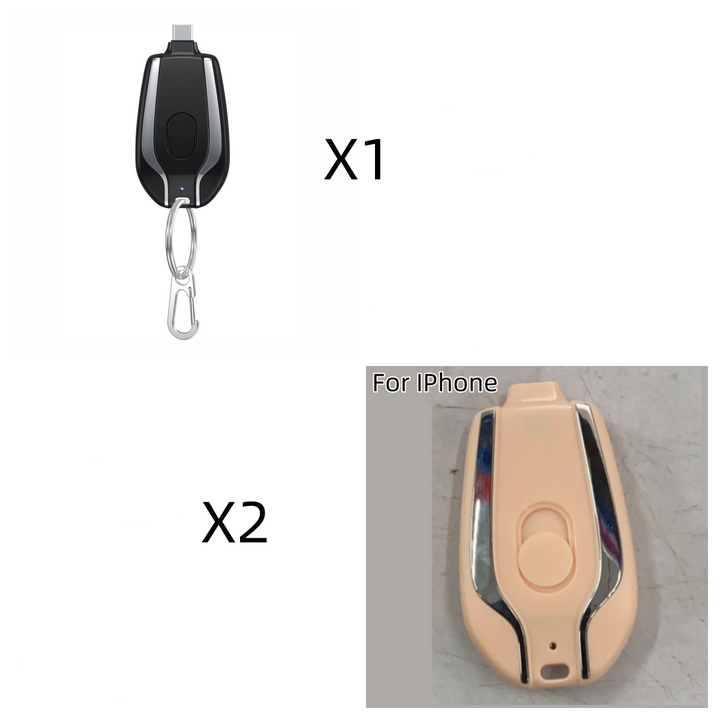 Portable Power Bank Keychain Charger with Retractable Connector and Carabiner Clip