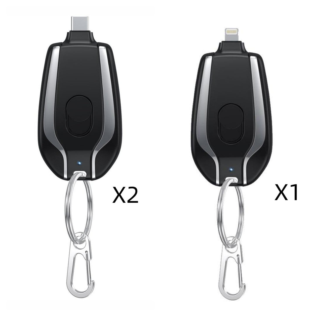 Portable Power Bank Keychain Charger with Retractable Connector and Carabiner Clip