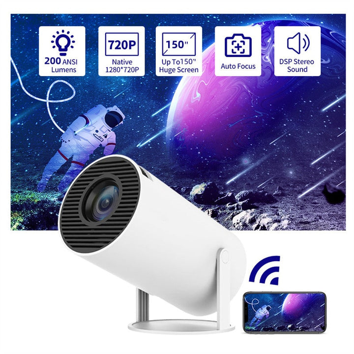 Portable Projector with Outdoor Screen Ultra Short Throw Compact Design and 180° Rotation Stand