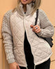 Quilted Jacket with Knit Sleeves and Zip-Up for Women