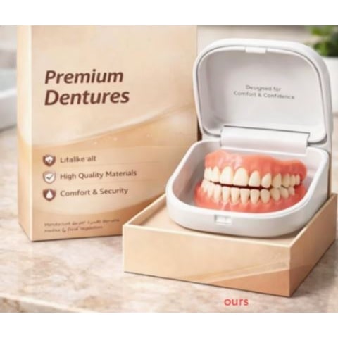 Removable Full-Arch Denture Set with Flexible Cushion Grip for Everyday Use