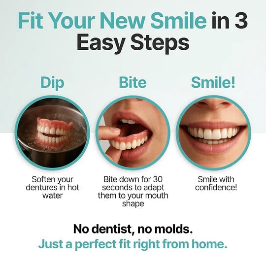 Removable Full-Arch Denture Set with Flexible Cushion Grip for Everyday Use