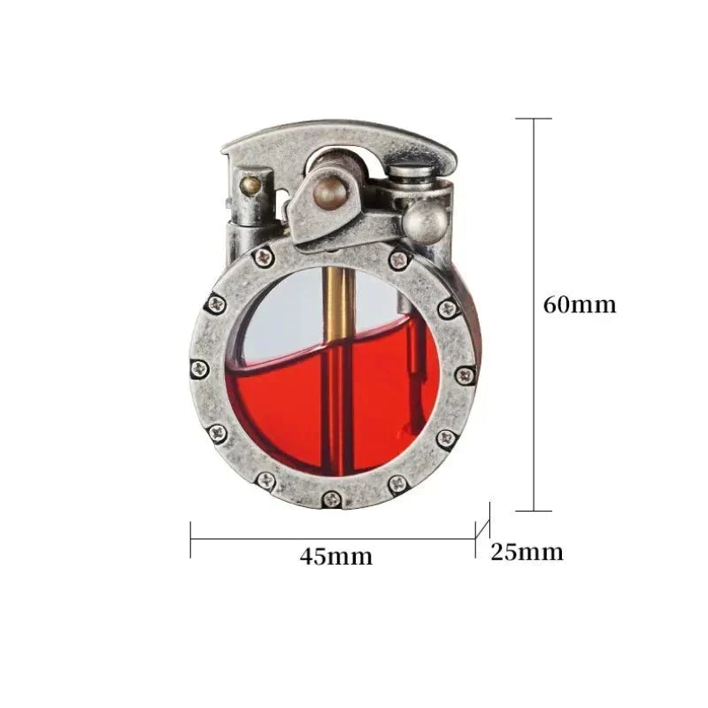 Vintage-Style Lighter with Rocker Switch and Windproof Transparent Tank