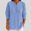 Ribbed Knit Pullover with Crew Neck and Button-Front for Women