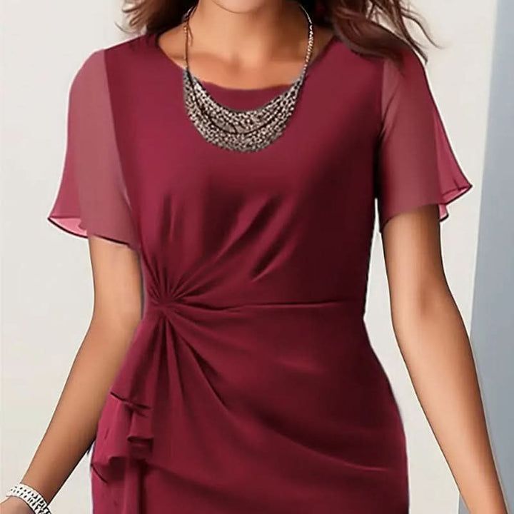 Ruffle Midi Formal Dress with Flutter Sleeves for Women
