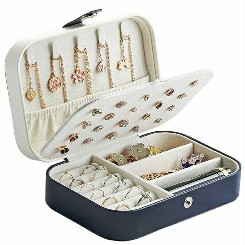 Double-Layer Portable Leather Jewelry Box
