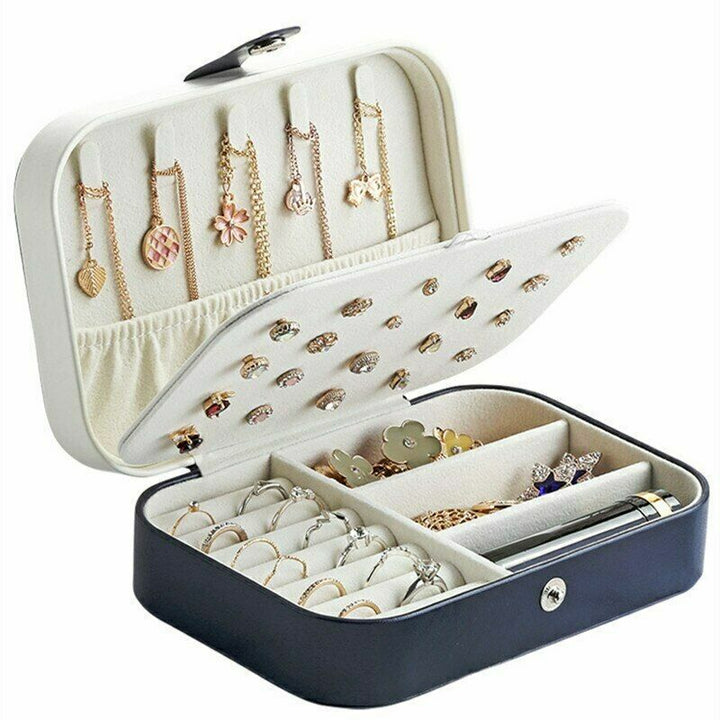 Double-Layer Portable Leather Jewelry Box