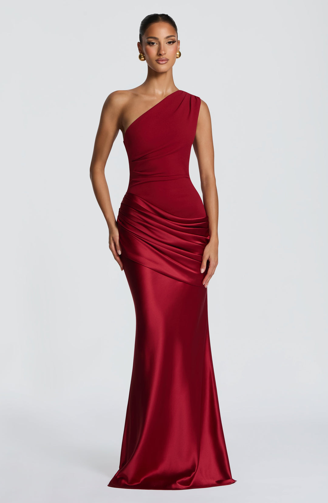 Abbey One-Shoulder Satin Maxi Dress