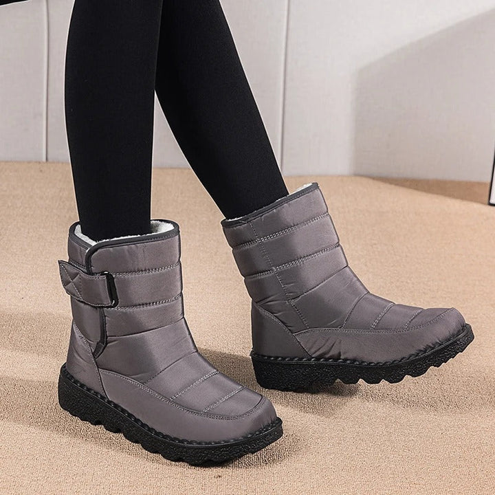 Women's Ankle Boots Lined with Hook-and-Loop Fastening - Winter Boot Non-Slip