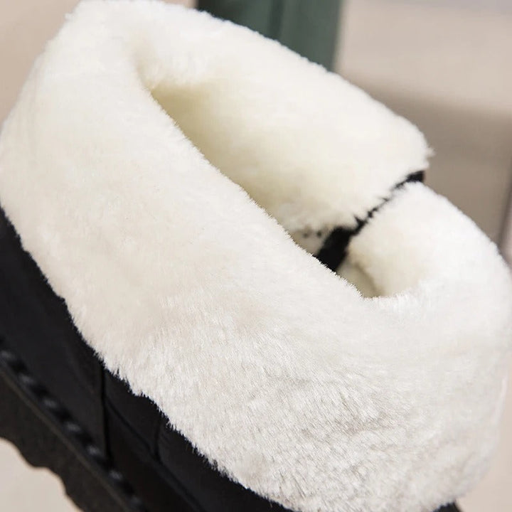 Women's Ankle Boots Lined with Hook-and-Loop Fastening - Winter Boot Non-Slip