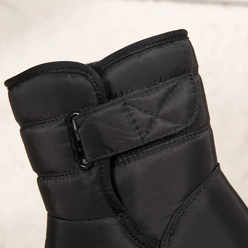 Women's Ankle Boots Lined with Hook-and-Loop Fastening - Winter Boot Non-Slip