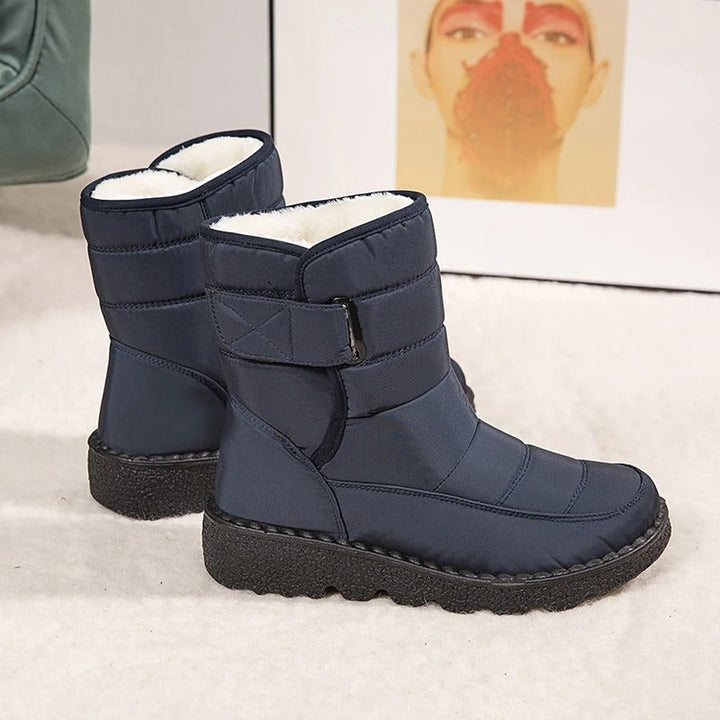 Women's Ankle Boots Lined with Hook-and-Loop Fastening - Winter Boot Non-Slip