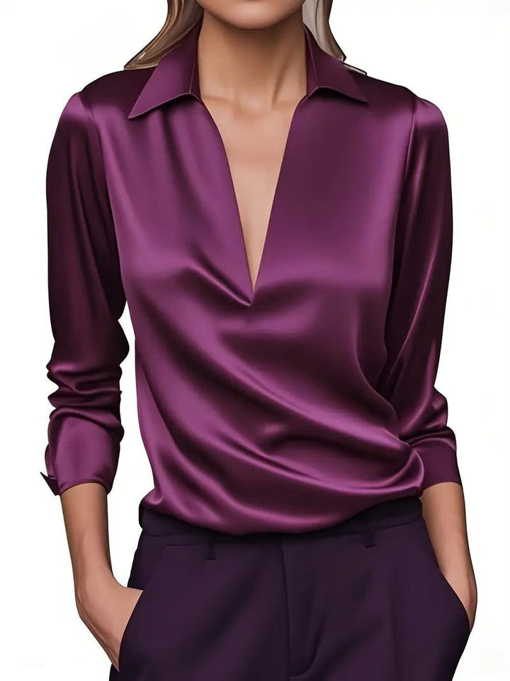 Satin V-Neck Blouse for Women