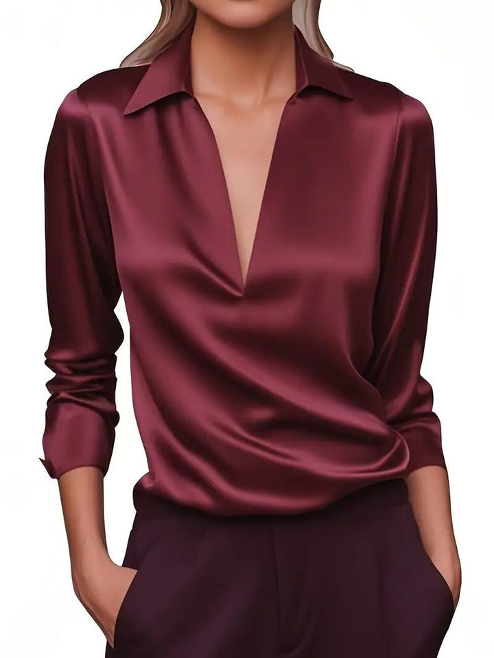 Satin V-Neck Blouse for Women