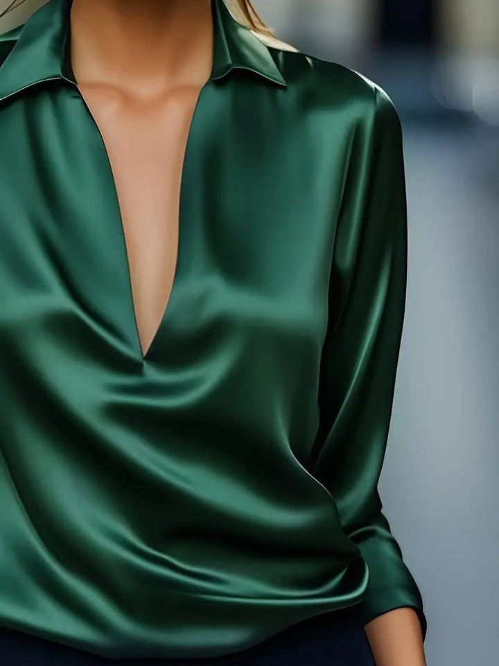Satin V-Neck Blouse for Women