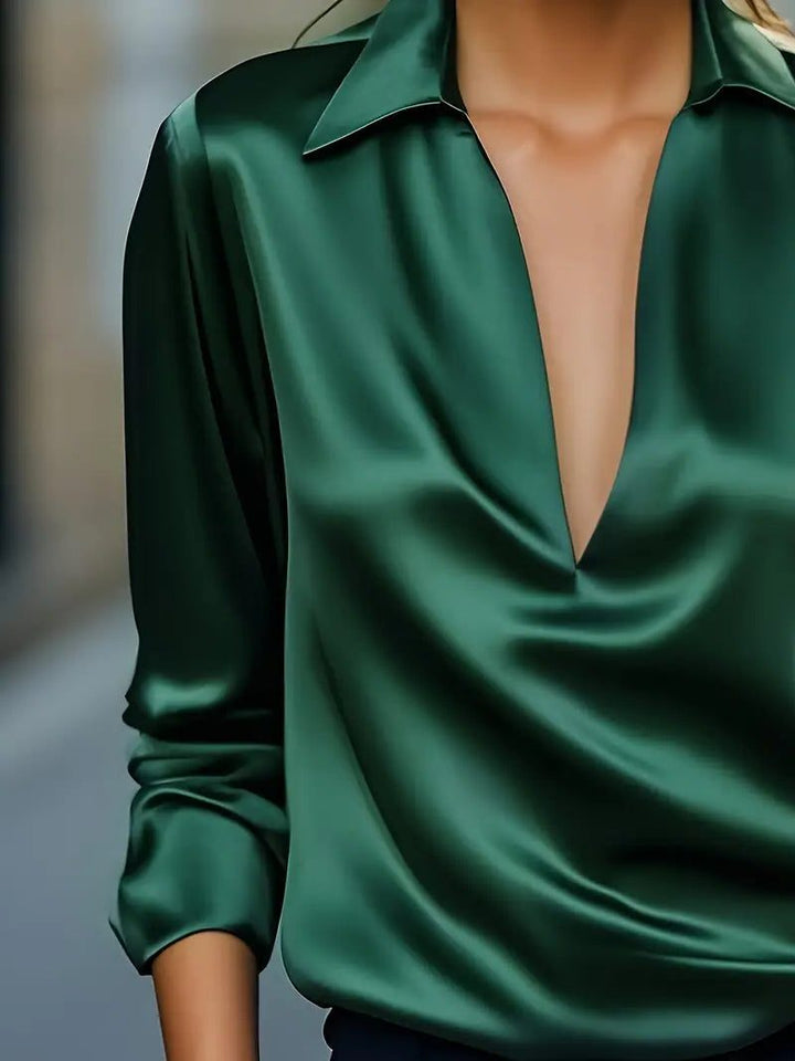 Satin V-Neck Blouse for Women