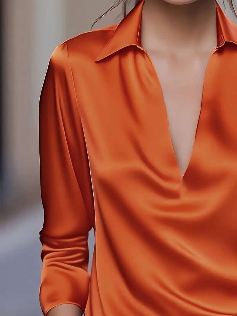 Satin V-Neck Blouse for Women