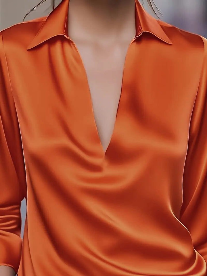 Satin V-Neck Blouse for Women