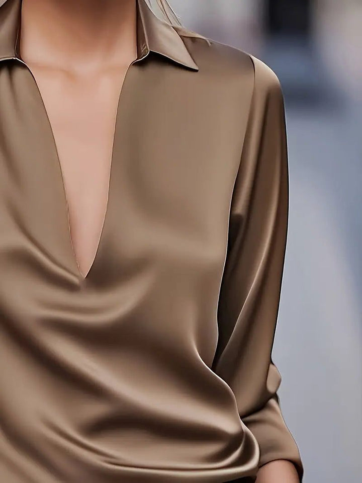 Satin V-Neck Blouse for Women