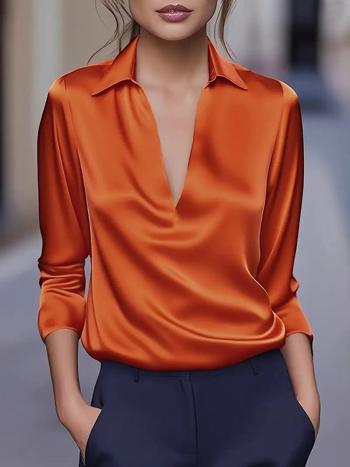 Satin V-Neck Blouse for Women